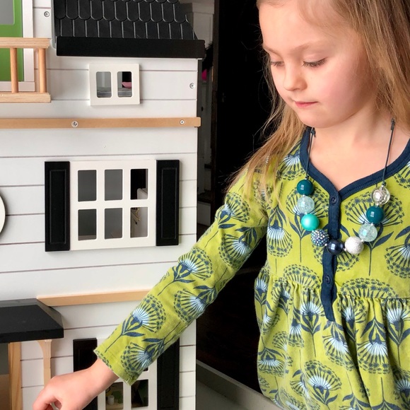 ‘Teal Twist’ Adjustable Bubblegum Bead Necklace - Picture 4 of 5